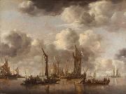 Jan van de Capelle Shipping Scene with a Dutch Yacht Firing a Salut (mk08) France oil painting reproduction